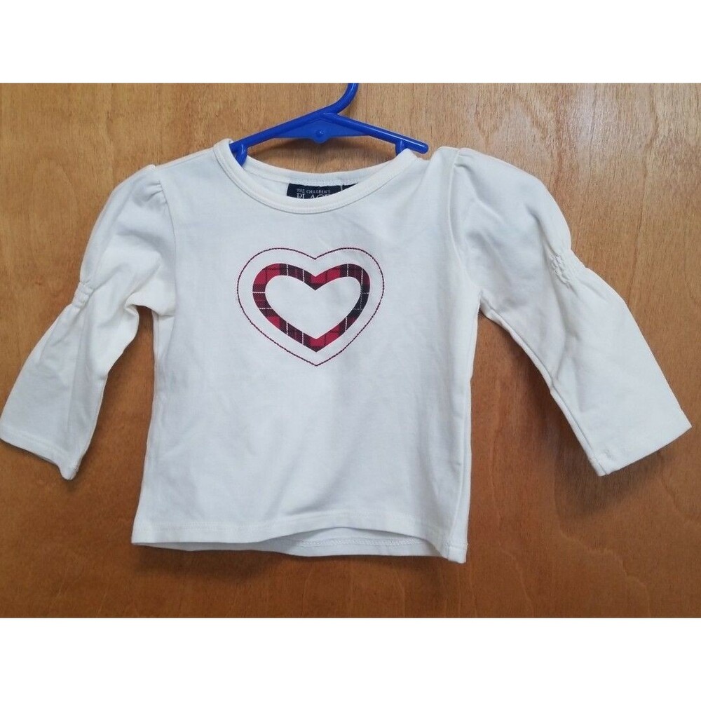 Girl's 6-9 month The Children's Place beige stretch heart long sleeve top